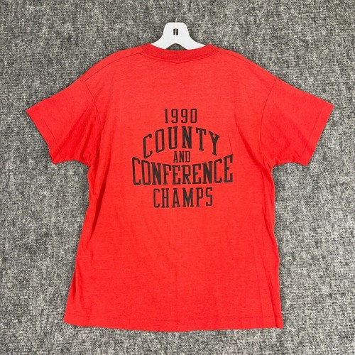 Vintage Single Stitch Shirt Mens M Red 90s Macoupin Track Field Running Champs
