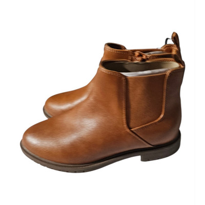 Cat & Jack Boys' Brown Chelsea Ankle Boots Round Toe Pull-On Size 2