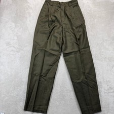 Giorgio Sant Angelo Pants Women's 10 Wool Trousers Olive Green Pleated Vintage