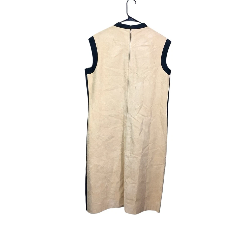 Vestido Adele Simpson Talla 16 Marrón Camel Negro Gamuza Sin Mangas De Colección Foto 2 de 4