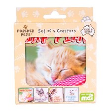 MDI Australia Furever Pets Katzen-Untersetzer-Set, 4 St&uuml;ck, hochwertige Unterset