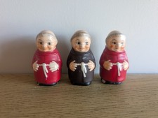 3 Vintage W. Germany Goebel Porcelain Friar Tuck Monk Miniature Figurines 