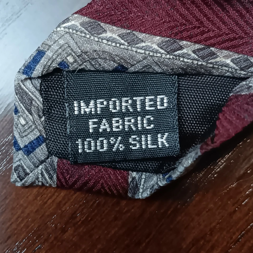 Corbata Geoffrey Beene para hombre 100 % seda marrón y gris 60 pulgadas de largo x 4 pulgadas de ancho Foto 4 de 4