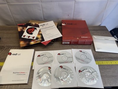Vintage Red Hat Linux 8.0 Personal Boxed Full Set CDs Manuals Stickers