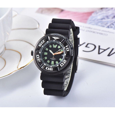 NEW Quartz Watches Citizen Watch  Black Wavy Black Band  Dial Watch  Diver NEW