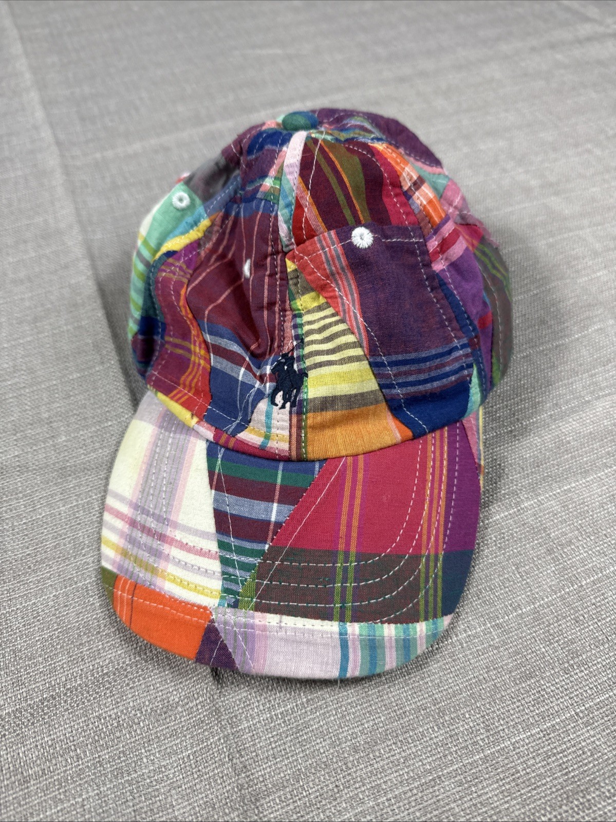 Polo Ralph Lauren Multi Color Plaid Baseball Hat Cap One Size Cotton USA