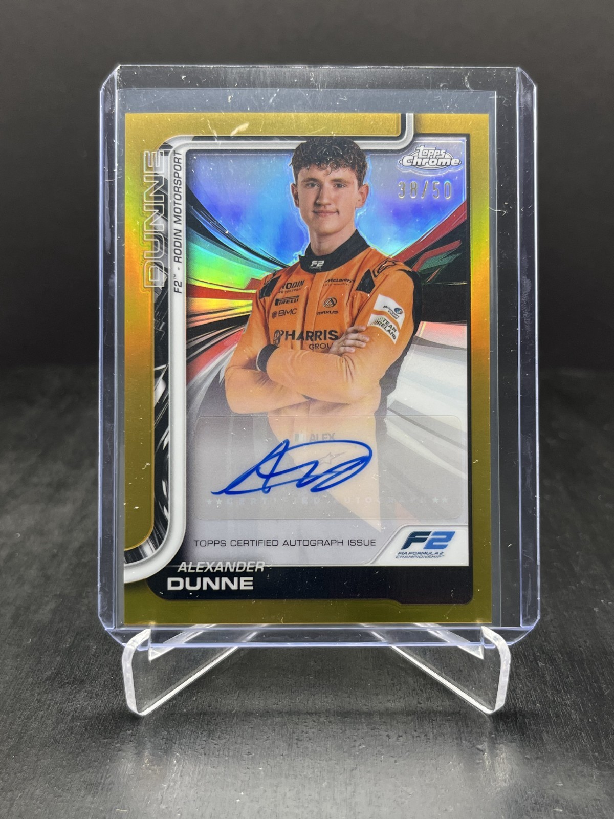 2025 Topps Chrome F1 Alexander Dunne Autograph Auto Gold 38/50 #CAC-DUN