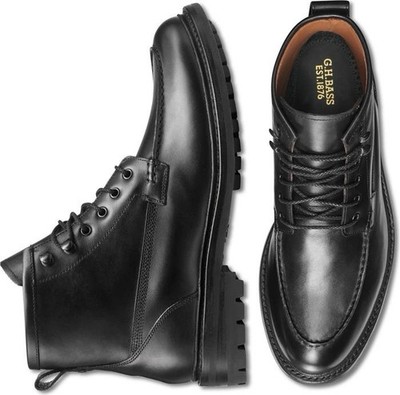 G.H.BASS Men's Black Chase Moc Toe Boots Size 8.5 #10511537 New Never Worn