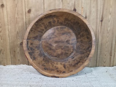 Vintage rustikale Wabi Sabi indische handgeschnitzte Holz Teigschüssel