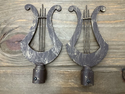 2 Finiture in acciaio a forma di lira per asta tendaggio (3/4”) marrone oro invecchiato - Foto 3 di 17