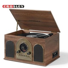 Crosley Hayes 8-In-1 3-Speed Bluetooth Record Player - Walnut CR7025A-WA