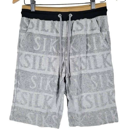 SikSilk Inverse Gym Shorts Grey Black Gold S NWT