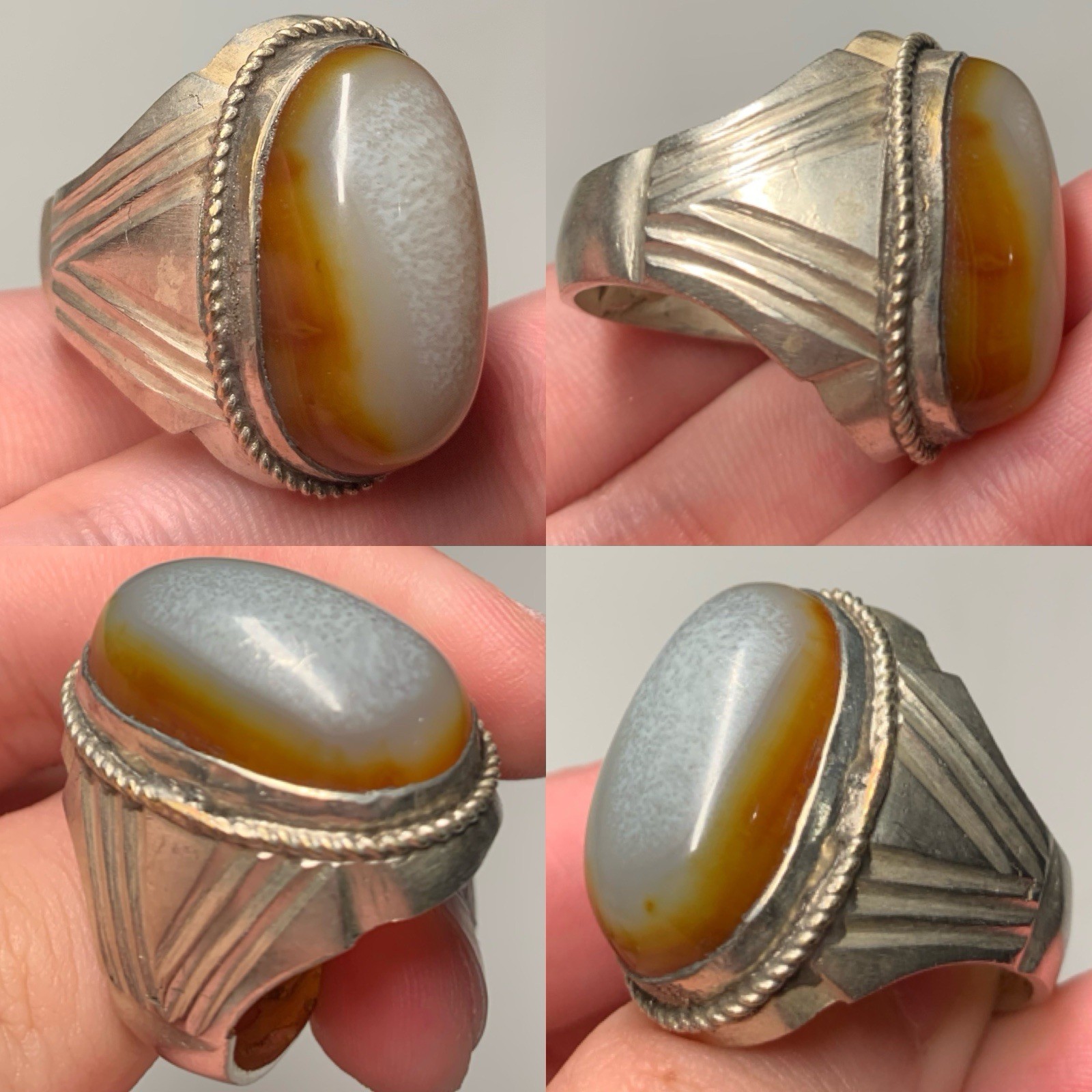 Exquisite Vintage Solid Silver Statement Ring wit… - image 1