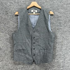 Joseph Abboud Suit Vest Men S Small Gray Button Up V-Neck Sleeveless Pockets