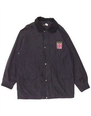 VINTAGE Herren Windbreaker Jacke UK 44 2XL dunkelblau Baumwolle DJ13
