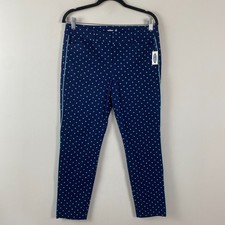 Old Navy Mid Rise Pixie Skinny Pants Ankle Size 8 Blue Teal Polka Dot