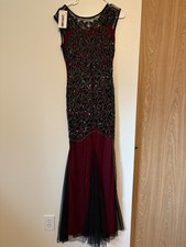 Brand New PrettyGuide Burgundy and Black Sequin Long Maxi Dress 