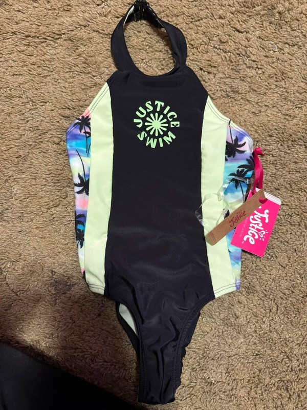 Justice Girls Halter One Piece Swimsuit Size XS NWT