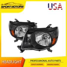 Black Housing Headlights Assembly For 2005-2011 Toyota Tacoma Headlamps Halogen