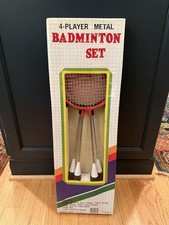 Vintage 1980s Badminton Metal Rackets Set For 4 Players