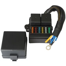 Pre-Wired Fuse Relay Box, 2 4-Pin 80A Relay Slots and 6 ATC/ATO Fuse Holder, Uni