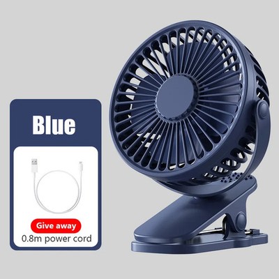 Portable Clip-on Fan – Battery Operated USB Desk Fan, 3-Speed Quiet Rechargeable Mini Fan With 360° Rotation (Black)