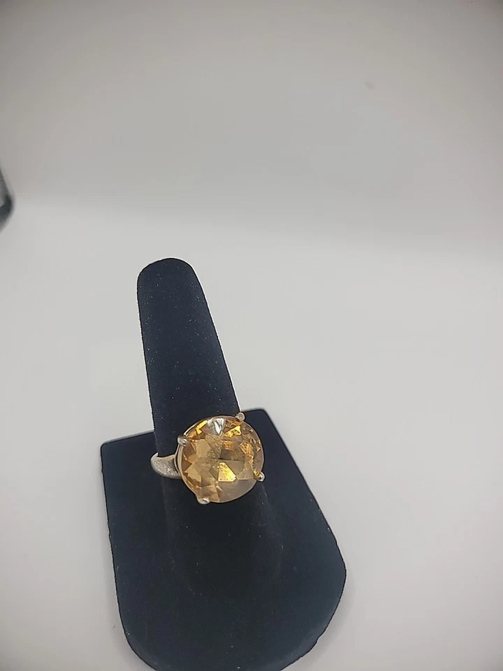 Vintage Ann Taylor Ring Size 5.5 Gold Tone Brown Stone Jewelry Costume - Image 2 of 4