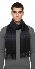 Lanvin Soft Luxurious 100 Cashmere Blue Fringe Scarf