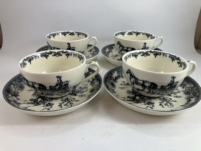 #ad #ad Madison Bay quot;Virginiaquot; Pattern Cup amp; Saucer Sets Black 4 Sets Total $52.49