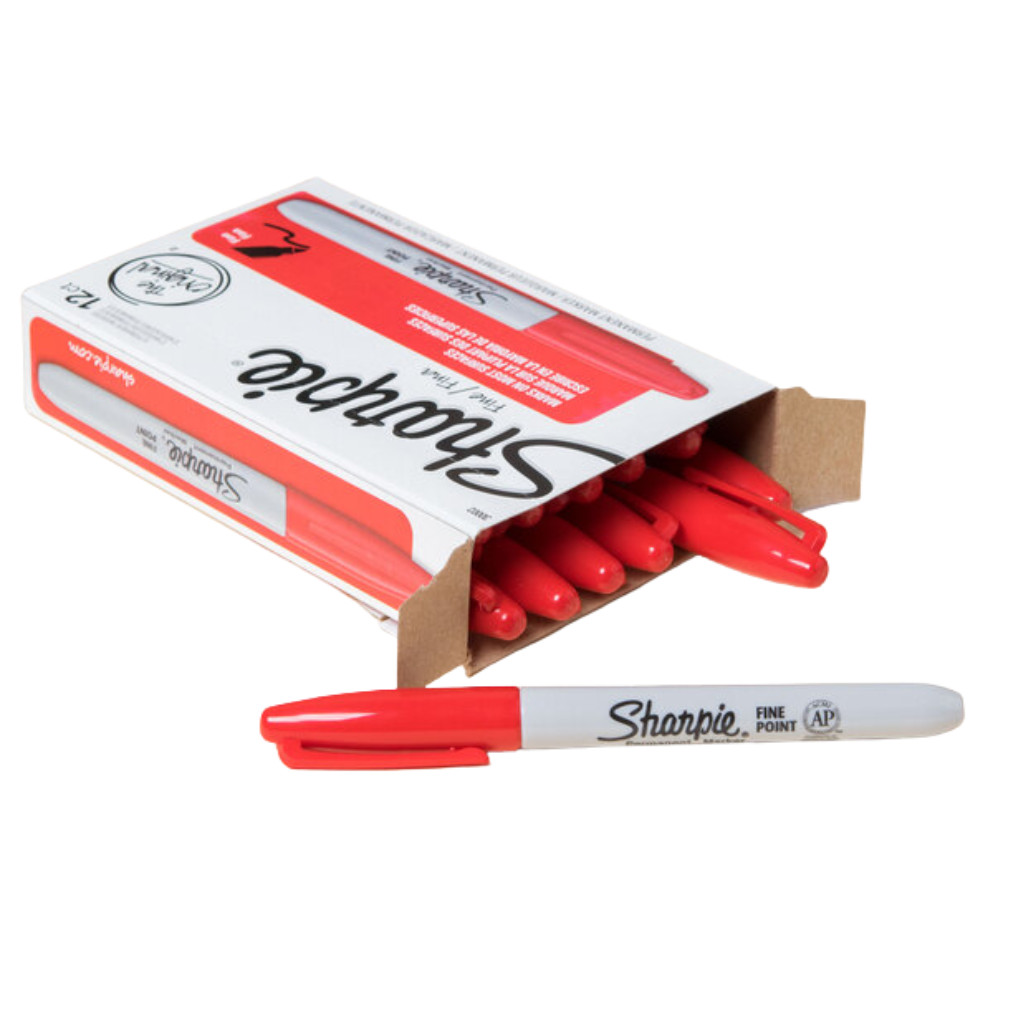 Sharpie 30002 Red Fine Point Permanent Marker - 12/Pack