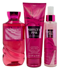NEW Bath Body Works Mix Lot of 3 Perfect In Pink Cream Wash Shimmer Mist Spray