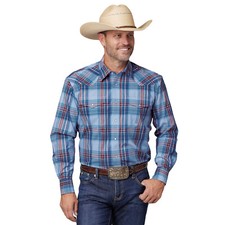 Roper,Mens Amarillo Blue Maroon Plaid Shirt