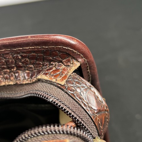 Sac à main femme Brahmin sac à main cuir alligator marron noir bandoulière - Photo 22/22