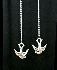 "IAJ" LOVELY SWALLOW BIRD STERLING SILVER Ear Threads Threader Earrings 