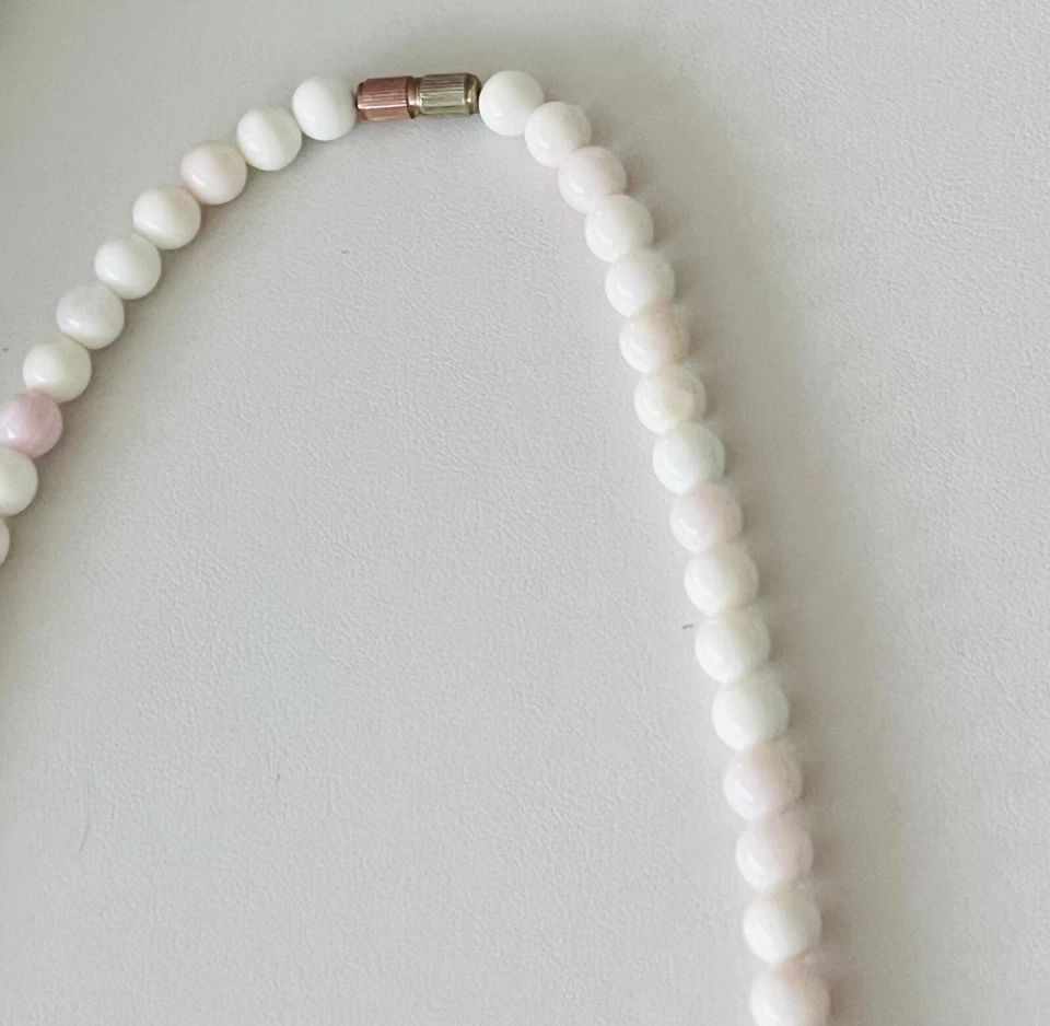 ВИНТАЖНЫЙ молока стекла белый розовый люцит панели нагрудник ожерелье 18» - Изображение 2 из 4