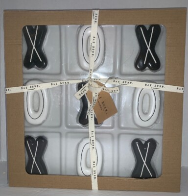 Rae Dunn New 2019 Tic-Tac-Toe Game- Full Ceramic Game Set 10 Playing Pieces