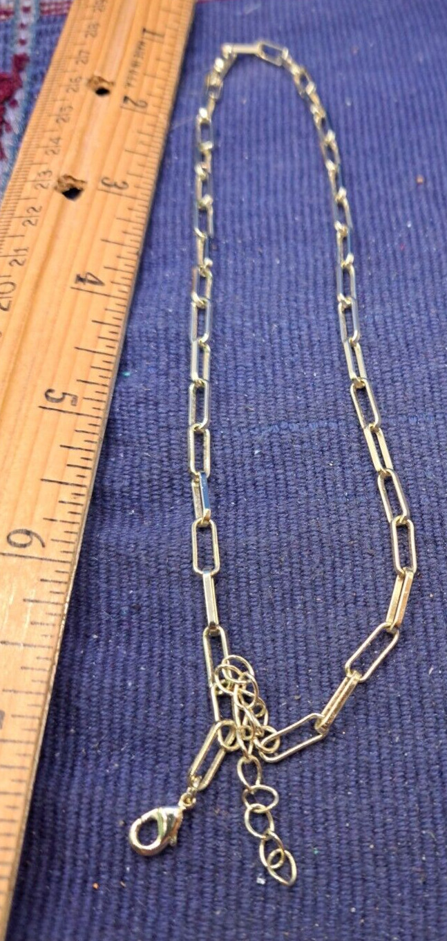 Rectangular Slide Link Chain Necklace Brushed Gol… - image 5