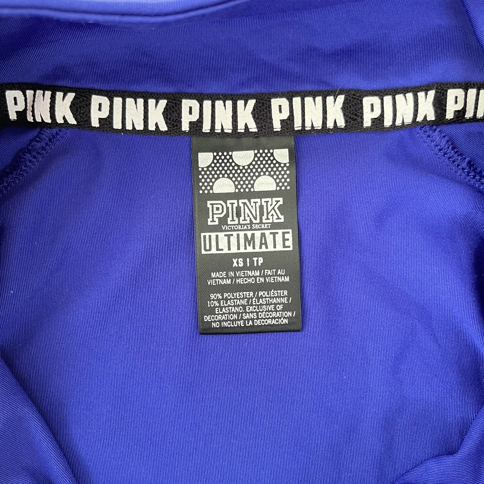Спортивный пуловер Victoria's Secret розовый идеальный размер XS на молнии сверху кобальтовый синий - Изображение 3 из 4