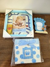 New baby shower gift set boy - 2 photo frames and 1 picture album