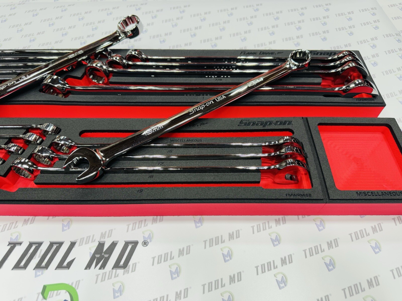 Snap-on Tools USA NEW 21-Piece Metric & SAE LONG Combination Wrench Foam Set