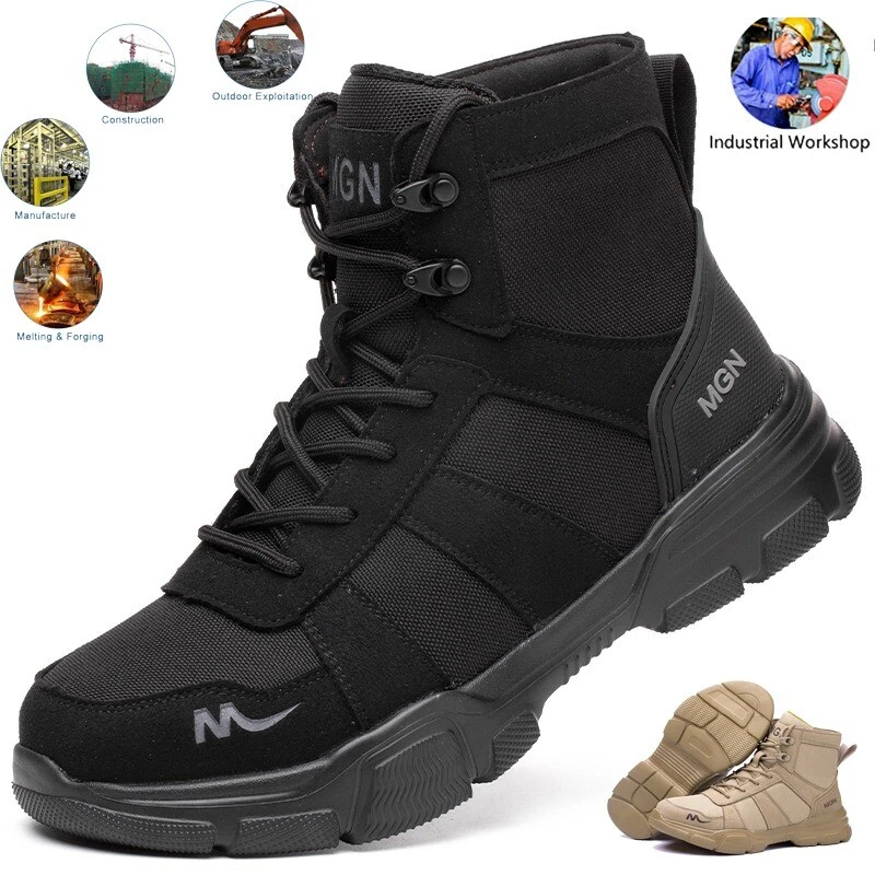 Indestructible Safety Work Shoes Steel Toe High Top Work Boots Mens' Sneakers