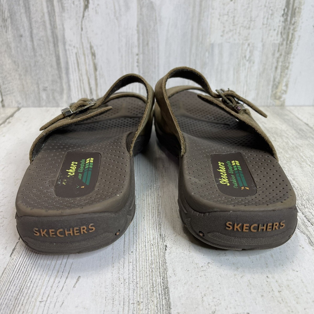 Skechers Brown Slides Leather Women