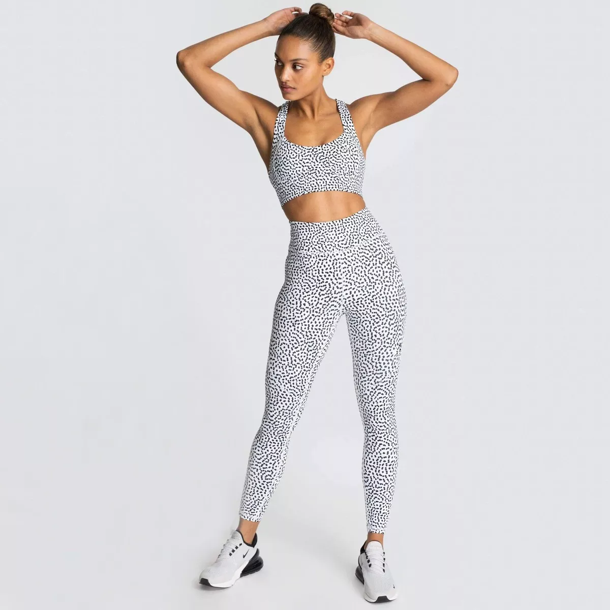 DOYOUEVEN Excel White Back Speckle High Waist Full Length Leggings Yoga Size M