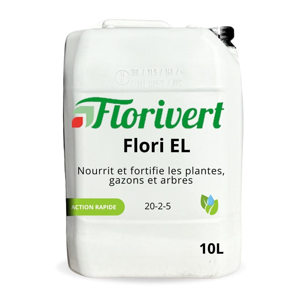 Engrais gazon anti jaunissement Flori EL remède pelouses ternes formule 10L