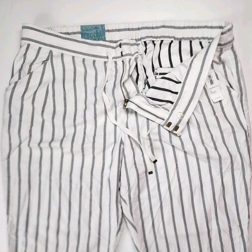 Old Navy Womens Linen Blend Capri Pants Summer White Striped Size 16 NEW - Picture 5 of 9