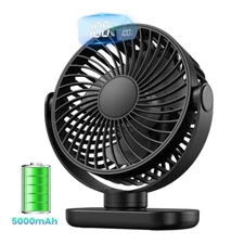 TOPK Mini Desk Fan 5000mAh Rechargeable Personal Desktop Table Fan