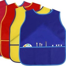 1Pc Kids Art Smock Kids Apron Waterproof Painting Aprons with 3 Pockets