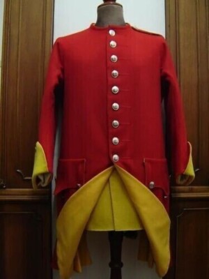 New 1745 Clare's Irish Regiment Red British Tunic Coat , Men's Napoleon Coat