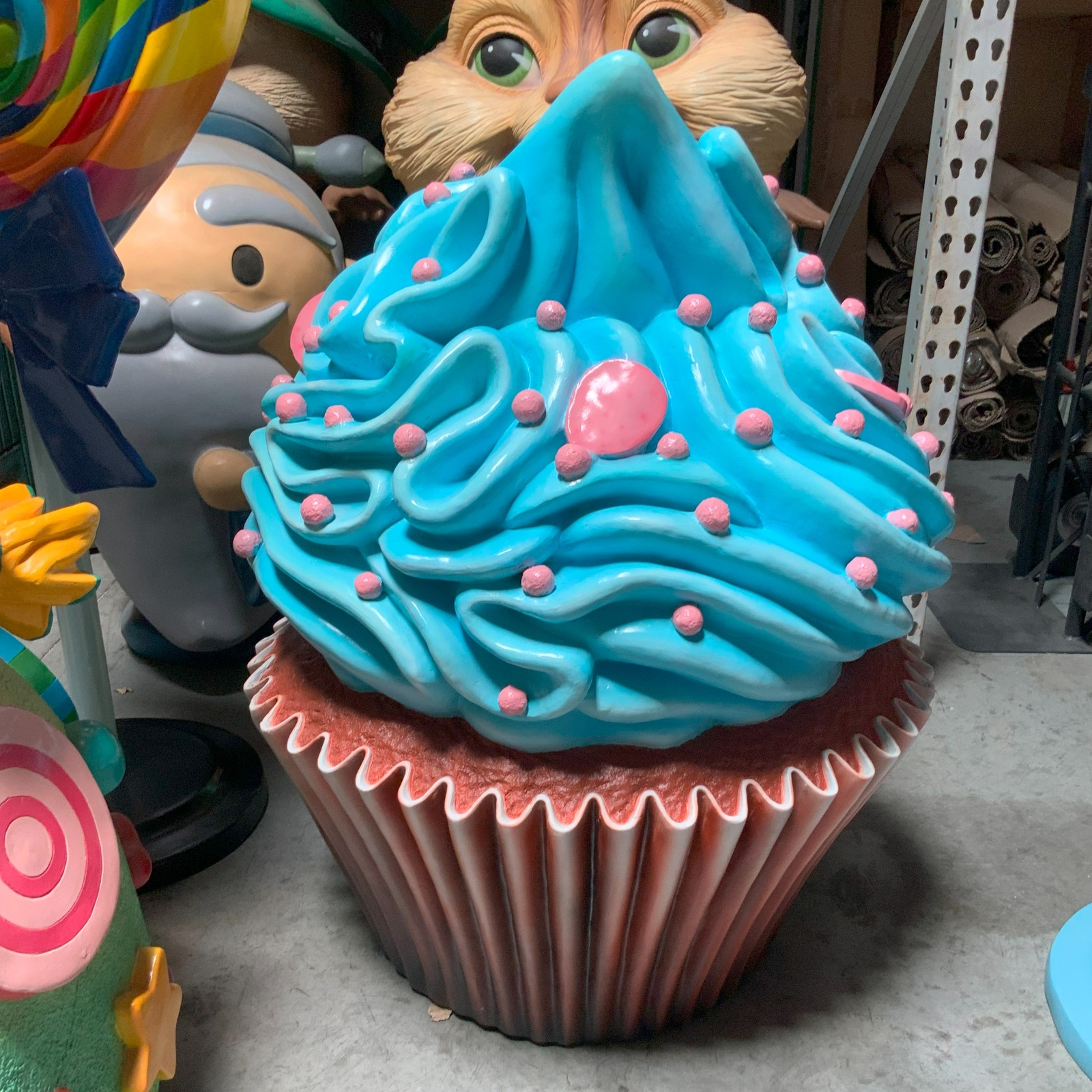 Cupcake Life Size Statue Large Blue Frosting Giant Over Sized Display Prop Decor-image