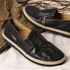 Mocassini slip on uomo stile cinese retrò vera pelle scarpe basse guida casual